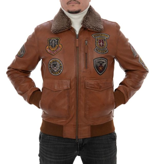 Giubbotto da uomo in vera pelle vintage cuoio