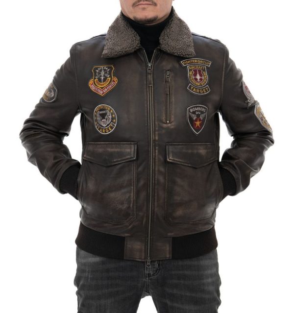 Aviatore da uomo in vera pelle vintage moro