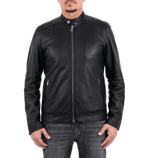 Giubbotto uomo vera pelle nero