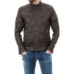 Biker da uomo in vera pelle vintage moro Image