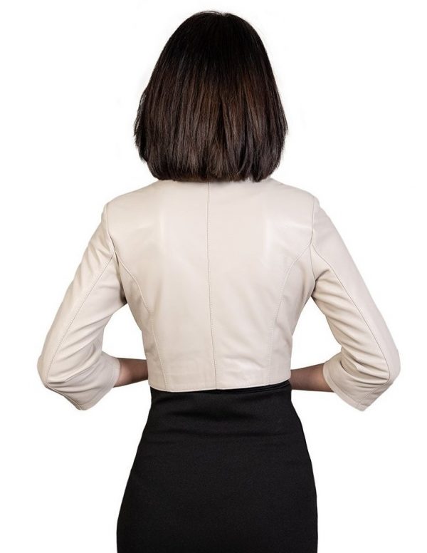 bolerino da donna in vera pelle beige