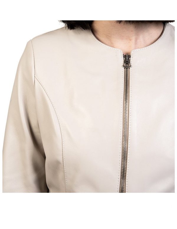 bolerino da donna in vera pelle beige