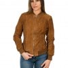 bomber da donna in vera pelle scamosciato cuoio