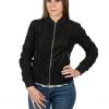 bomber da donna in vera pelle scamosciato nero