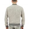 bomber da uomo scamosciato in vera pelle grigio