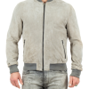 bomber da uomo vera pelle scamosciato grigio