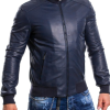 bomber uomo vera pelle blu
