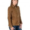 camicia da donna in vera pelle scamosciata miele