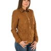 camicia da donna in vera pelle scamosciato cuoio