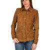 camicia da donna in vera pelle scamosciato cuoio