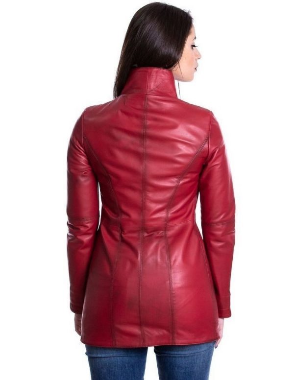 cappottino donna in vera pelle rosso