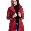 cappottino donna in vera pelle rosso