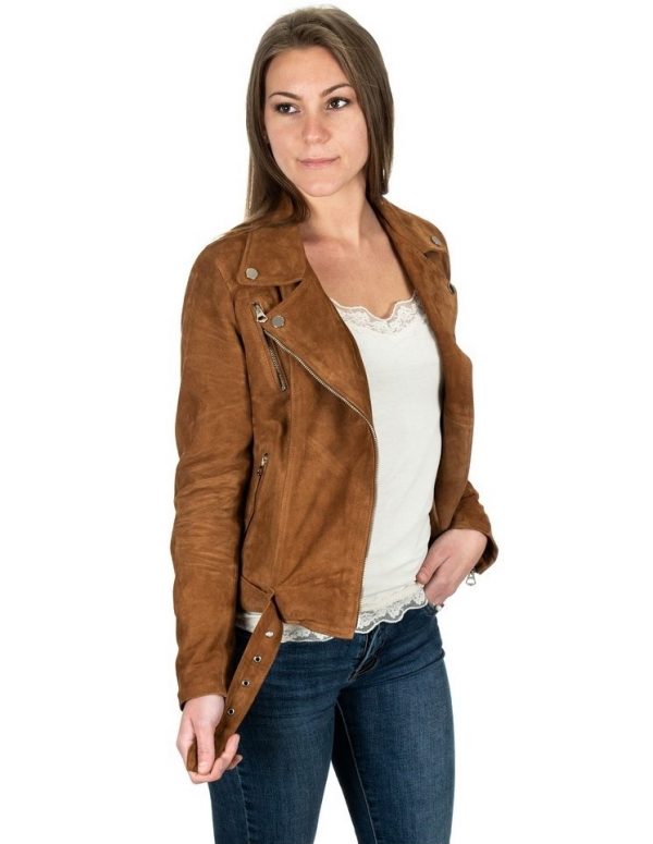 Chiodo da donna in vera pelle scamosciato cuoio