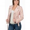 chiodo da donna in vera pelle scamosciato rosa