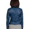 chiodo da donna vera pelle blu