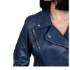 chiodo da donna vera pelle blu