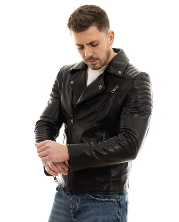 chiodo da uomo vera pelle nero