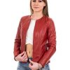 giacca da donna in vera pelle rossa