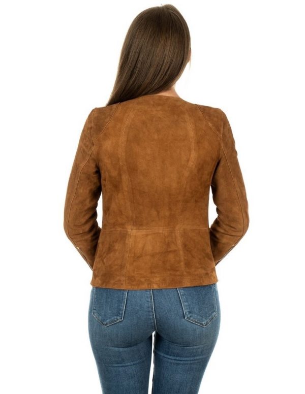giacca da donna in vera pelle scamosciata cuoio