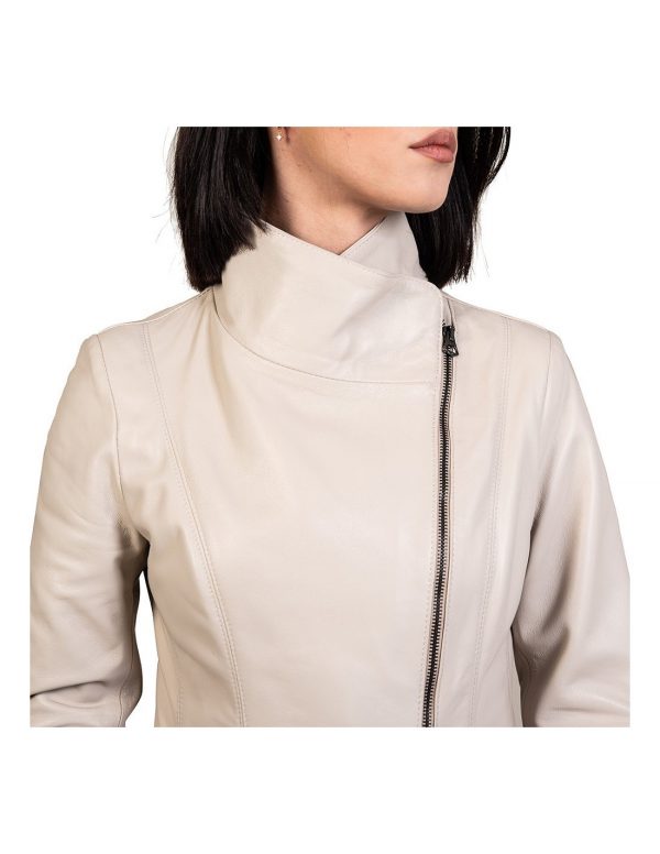 giacca donna in vera pelle beige