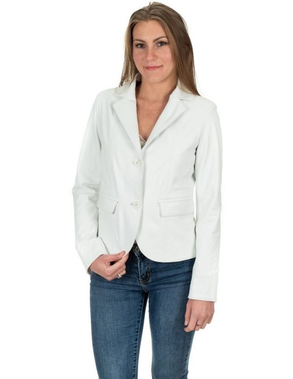 giacca donna in vera pelle bianca