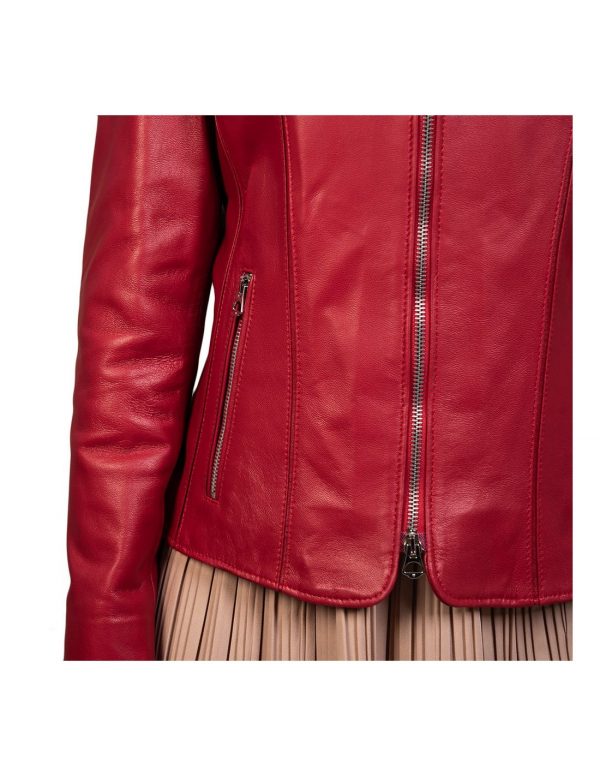 giacca donna in vera pelle rossa