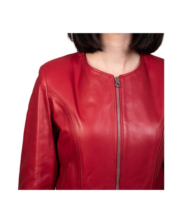 giacca donna in vera pelle rossa