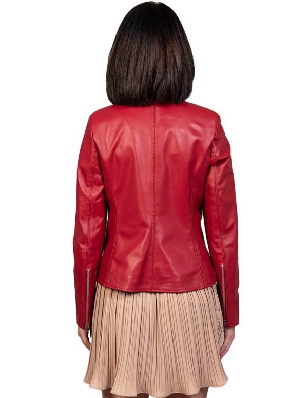 giacca donna in vera pelle rossa