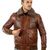giubbotto aviatore in vera pelle vintage cuoio