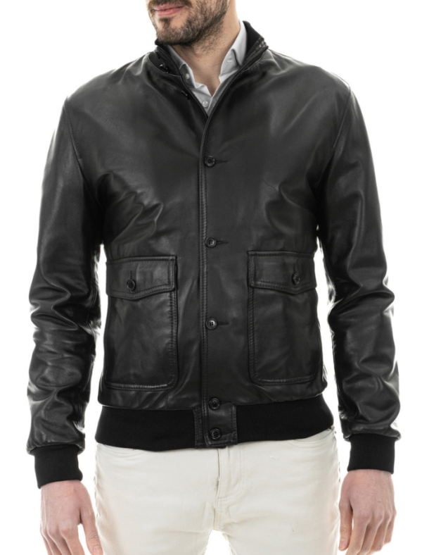 Chaqueta piel Napa hombre vintage estilo motero Negra Biker Black