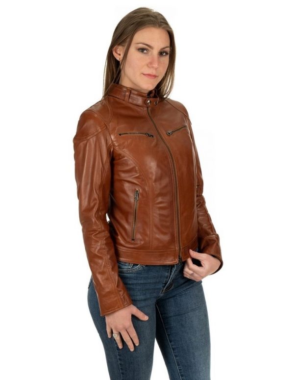 biker da donna in vera pelle cuoio