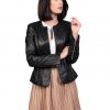 giacca da donna in vera pelle nera