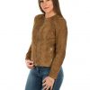 giacca da donna in vera pelle scamosciata miele