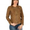 giacca da donna in vera pelle scamosciata miele
