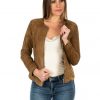 giacca da donna in vera pelle scamosciata miele