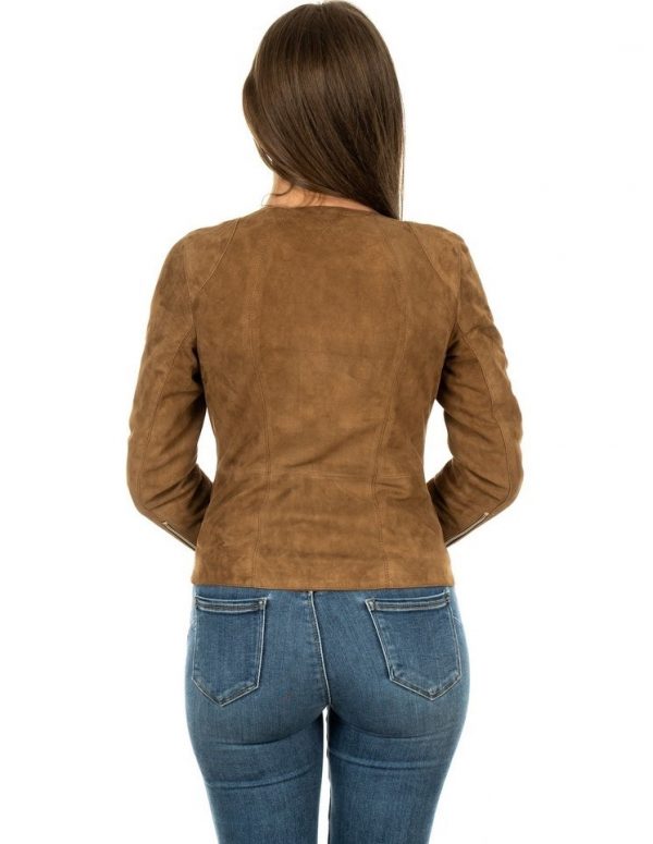 giacca da donna in vera pelle scamosciata miele