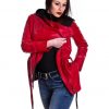 giacca donna vera pelle rossa con cappuccio