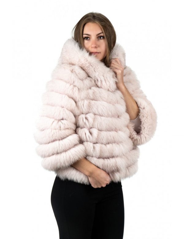 giacca in vera pelliccia di volpe rosa