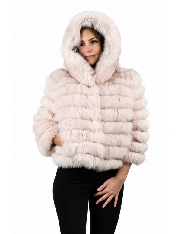 giacca in vera pelliccia di volpe rosa