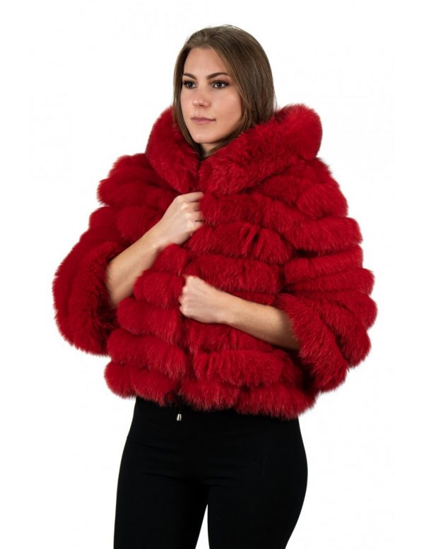 Veste en fourrure de renard rouge veritable Modele ASVR