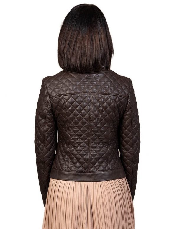 giubbino da donna in vera pelle marrone