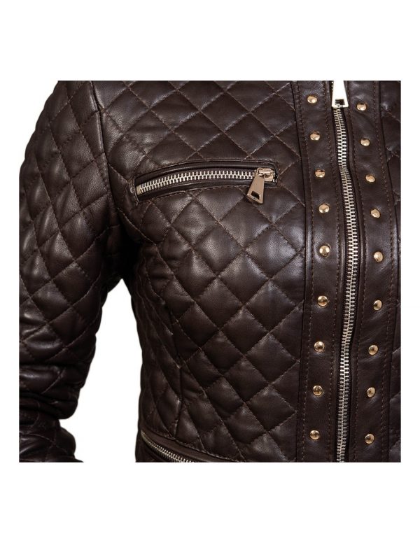 giubbino da donna in vera pelle marrone
