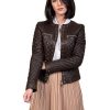 giubbino da donna in vera pelle marrone