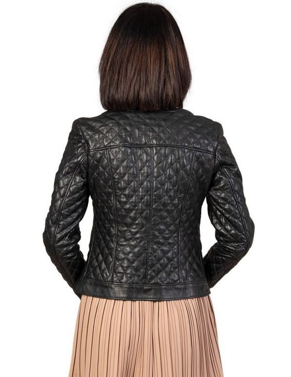 giubbino da donna in vera pelle nero