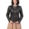 giubbino da donna in vera pelle nero