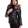 piumino da donna in vera pelle nero