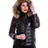 piumino da donna in vera pelle nero