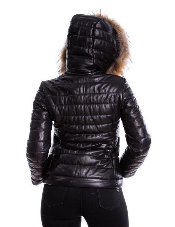 piumino da donna in vera pelle nero