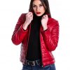 piumino da donna in vera pelle rosso