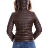 piumino donna in vera pelle marrone
